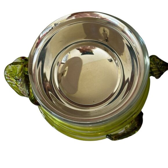 Hand Blown Caged Glass Silver Chalice Bowl Candy Treats Nuts Fancy 2 Piece Set - Picture 8 of 9